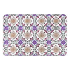 Artsy Mats Purple Flower White Stone Non-Slip Bath Mat