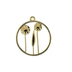 John Bead 25mm Gold Circle with Flowers Beadwork Pendants, 4ct.