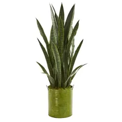 3ft. Snake Plant in Green Metal Planter