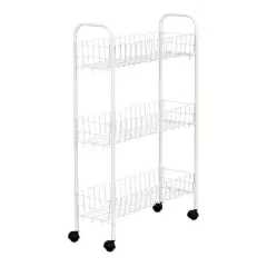 Household Essentials 30" Slim 3-Shelf Storage & Utility Cart White