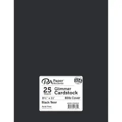 PA Paper&trade; Accents Glimmer 8.5" x 11" Cardstock, 25 Sheets Black Bear