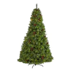 8ft. Pre-Lit Montana Mixed Pine, Pinecones & Berries Artificial Christmas Tree with Clear LED Lights