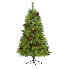 5ft. Pre-Lit Montana Mixed Pine, Pinecones & Berries Artificial Christmas Tree with Clear LED Lights