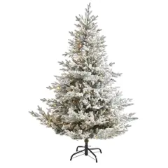 6ft. Pre-Lit Flocked Fraser Fir Artificial Christmas Tree with Warm White LED Lights