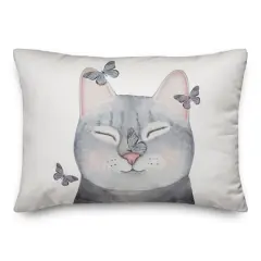 Cat with Butterflies Indoor/Outdoor Pillow
