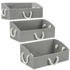 Sorbus 20" Trapezoid Storage Box with Cotton Rope, 3ct. Gray