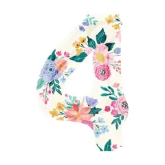 34" Floral Number Foil Balloon