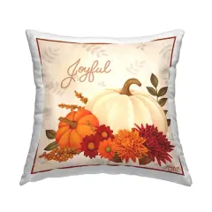 Stupell Industries Joyful Floral Pumpkins Decorative Printed Throw Pillow
