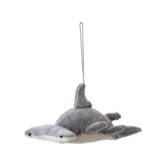 Hello Honey&reg; 7" Cream & Gray Velvet Hammer Head Shark Ornament