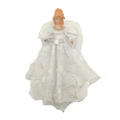 Santa's Workshop 14" White & Silver Angel Tree Topper