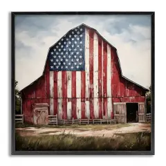Stupell Industries Americana Barn View Framed Giclee Art Gray