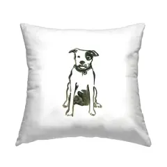 Stupell Industries Smiling Dog Casual Animal Doodle Throw Pillow, 18" x 18"