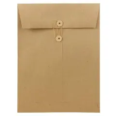 JAM Paper 9" x 12" Brown Kraft Booklet Envelopes with Button & String Closure, 25ct.