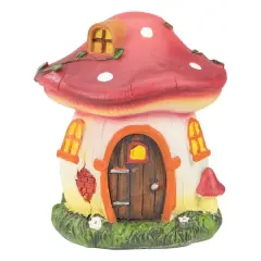 6.25" Red Mushroom House Outdoor Garden Statue