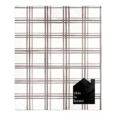 Brown & White Plaid This is Home Sherpa Fleece Blanket