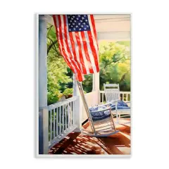 Stupell Industries Vintage American Porch Framed Giclee Art White