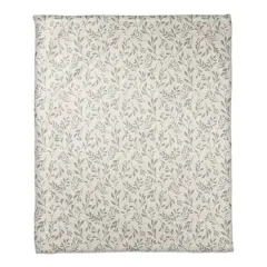 60" Delicate Floral Fleece Blanket Blue and White