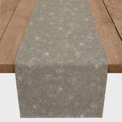 90" Line Floral Cotton Twill Runner Brown