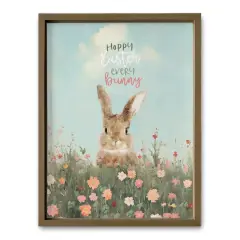 18" x 24" Happy Easter Every Bunny Wall Print in Brown Frame