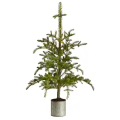 4.5ft. Pre-Lit Pine Artificial Christmas Tree in Decorative Planter, White Lights