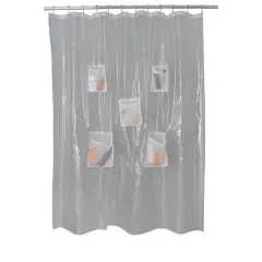 Bath Bliss Heavyweight PEVA Shower Liner with 5 Mesh Pockets