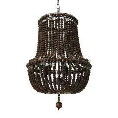 Hello Honey&reg; Draped Wood Bead Chandelier Brown