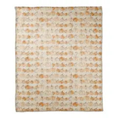 Watercolor Fall Pumpkin Coral Fleece Throw