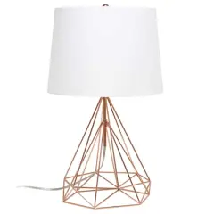 Lalia Home 23.5" Geometric Wired Table Lamp with Fabric Shade Rose Gold