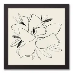 Simple Floral Magnolia Black Framed Canvas