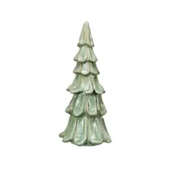 Hello Honey&reg; 10" Green Handmade Stoneware Tree D&eacute;cor with Reactive Glaze