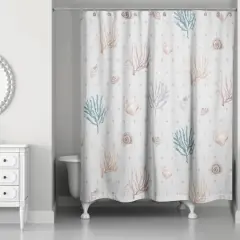 Multi Shell Coral Shower Curtain Coral/Blue/Blue