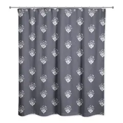 Navy Floral Pattern 71" x 74" Shower Curtain