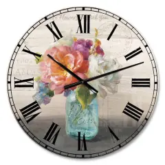 Designart 'French Cottage Bouquet I Mothers Farmhouse Wall Clock