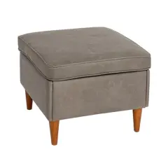 Hello Honey&reg; Atley Ash Gray Vegan Leather Upholstered Modern Storage Ottoman