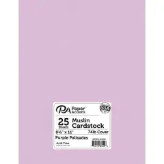 PA Paper&trade; Accents Muslin 8.5" x 11" 74lb. Cardstock, 25 Sheets Purple Palisades