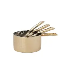 Hello Honey&reg; Brass 4-Piece Stainless Steel Measuring Cup Set with Etched Flowers & Twig Shaped Handles