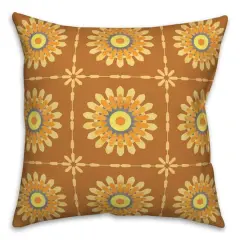 Flower Medallion Throw Pillow Orange