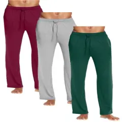 Galaxy by Harvic Men's Classic Lounge Pants 3 Pack Burgundy/Heather Grey/Hunter
