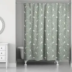 Birds on Leaves Shower Curtain Sage
