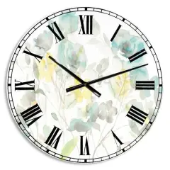 Designart Aqua Rose Natural Element Wall Clock