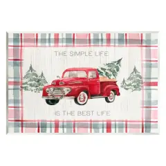 Stupell Industries Simple Life Is Best Plaid Truck Wall Plaque Art