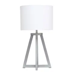 Simple Designs 19" Interlocked Triangular Table Lamp with White Shade Gray and White
