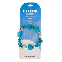 John Bead Green Turquoise & Blue Bead Gemstone Stretch Bracelet