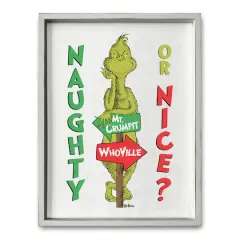 24" The Grinch Naughty or Nice Framed Print White