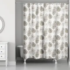 Pinecones on White Shower Curtain