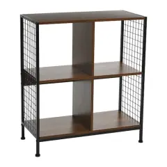 Household Essentials 28" 4-Compartment Trellis Storage Bookshelf Brown