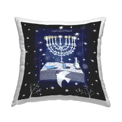 Stupell Industries Light & Peace Hanukkah Menorah Pillow