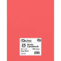 PA Paper&trade; Accents Muslin 8.5" x 11" 73lb. Cardstock, 25 Sheets Rose Blush