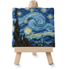 3" x 3" Starry Night Needlepoint Kit with Easel by Loops & Threads&reg;