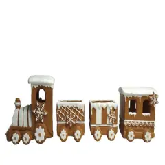 17.75" Frosted Gingerbread Train Tabletop Christmas Decoration